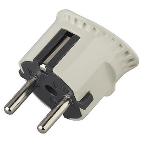 Вилка электрическая с заземлением угловая плоская Эра V5 16А белый  картинка 